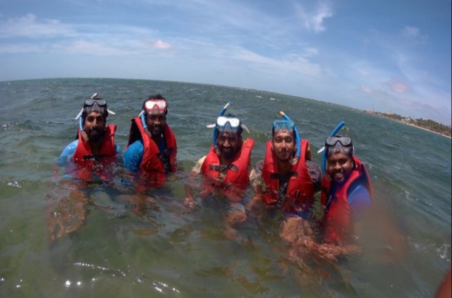 Snorkeling with Master at Holy Island beach